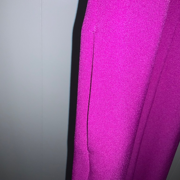 Julia Jordan fucshia twist neck crepe halter jumpsuit Sz 16 wide leg back zip - Picture 4 of 11